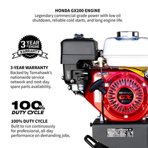 20 Gallon Portable Air Compressor 6.5HP Honda GX200 Engine Horizontal Tank 13.5 CFM @ 90 PSI Gas-Powered
