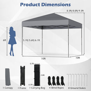 10 X 10 Feet Pop up Canopy Tent with Portable Carrying Bag and 8 Stakes