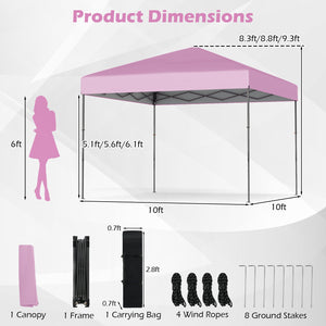 10 X 10 Feet Pop up Canopy Tent with Portable Carrying Bag and 8 Stakes