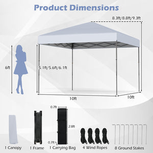 10 X 10 Feet Pop up Canopy Tent with Portable Carrying Bag and 8 Stakes