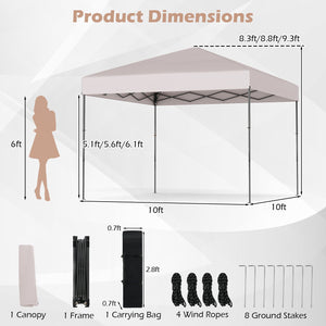 10 X 10 Feet Pop up Canopy Tent with Portable Carrying Bag and 8 Stakes