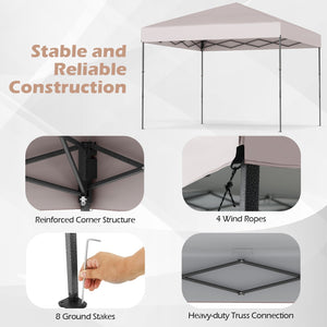 10 X 10 Feet Pop up Canopy Tent with Portable Carrying Bag and 8 Stakes