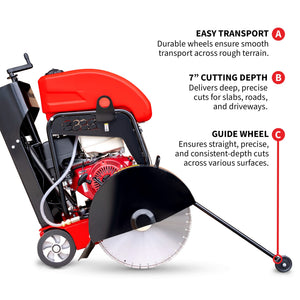20 Inch Walk Behind Concrete Saw with 13 HP Honda Water Tank GX390 Engine for Asphalt Concrete Cutting