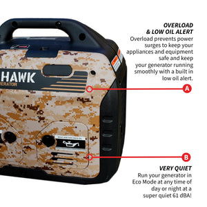 3000 Watt Inverter Generator Super Quiet Portable Gas Power Professional Use - Camo Special Edition