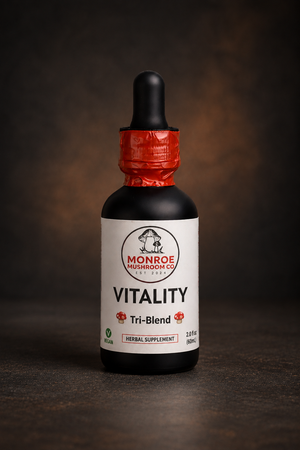 VITALITY Tri-Blend Mushroom Tincture- Lions Mane, Turkey Tail & Cordyceps