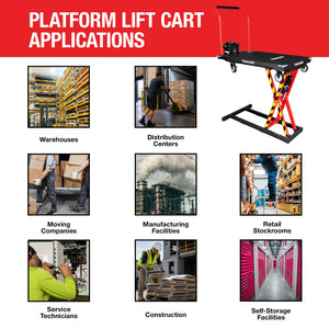 Electric Platform Truck Scissor Lift Table Cart Portable Powered Hydraulic 46" Height Warehouse Loading Dock Material Handling