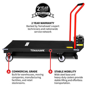 Electric Platform Truck Scissor Lift Table Cart Portable Powered Hydraulic 46" Height Warehouse Loading Dock Material Handling