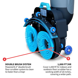 Electric Floor Scrubber Cleaner with 18” Power Mop Brushes Cordless 36V Battery Powered - TRAPSKI