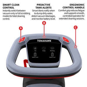 Tomahawk Electric Floor Scrubber Cleaner with 16” Power Mop Brushes Cordless Battery Powered
