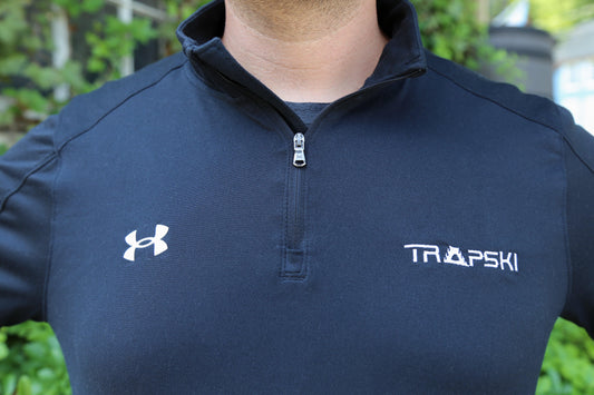Black TRAPSKI "Slope Style" Tech Quarter Zip w/ White Logo - TRAPSKI, LLC