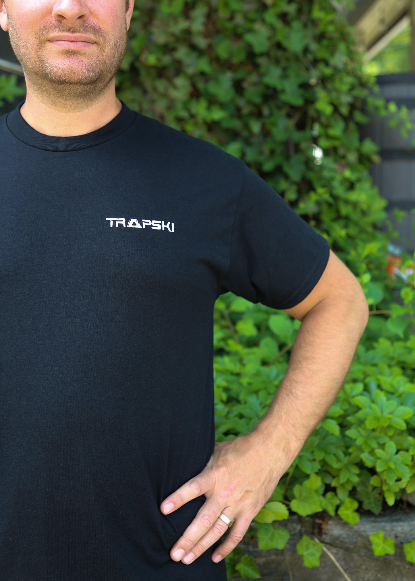 Black TRAPSKI "Adventure Awaits" T-Shirt w/ White Logo