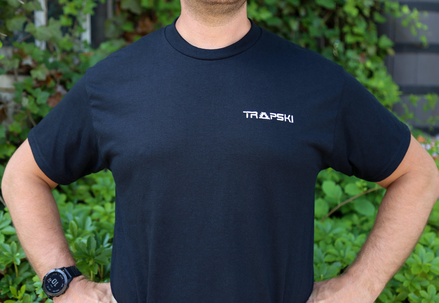 Black TRAPSKI "Adventure Awaits" T-Shirt w/ White Logo - TRAPSKI, LLC