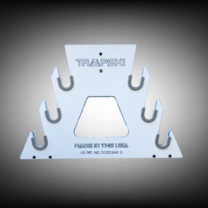 PRE-ORDER Special Edition White/Blue: TRAPSKI All Mountain/Race/XC Ski and Standard Stance Snowboard Rack