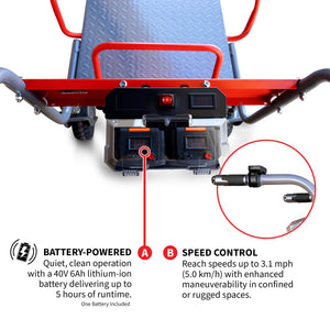 Tomahawk Electric Track Cart 330 lbs Load Capacity Battery Powered Utility Cart with Rubber Tread