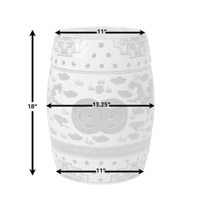 Double-Medallion Dragon-Embellished Ceramic Indoor/Outdoor Garden Stool/Table in Blue & White