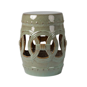 Large Medallion Ceramic Garden Stool, Jade