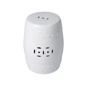 Double-Medallion Ceramic Indoor/Outdoor Garden Stool/Table in Optic White