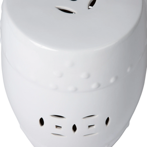 Double-Medallion Ceramic Indoor/Outdoor Garden Stool/Table in Optic White