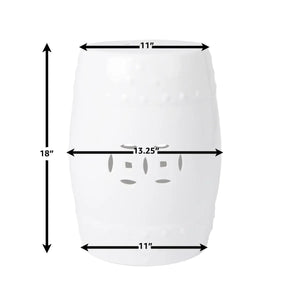 Double-Medallion Ceramic Indoor/Outdoor Garden Stool/Table in Optic White