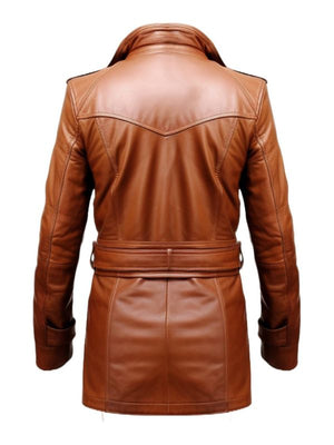 Tan Brown Leather Coat for Men