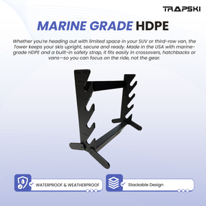 The TRAPSKI Tower with Security Strap | Internal Ski Mobile Rack | SUVs, Vans, Crossovers, Hatchbacks | Third Row SUVS