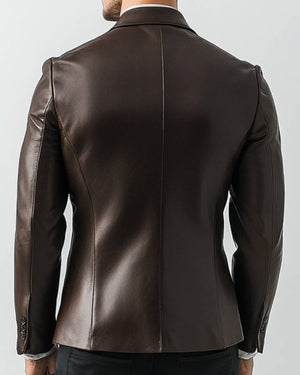 Tommy Men's Chocolate Brown Leather Blazer
