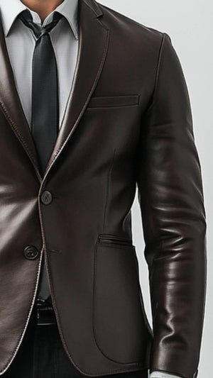 Tommy Men's Chocolate Brown Leather Blazer