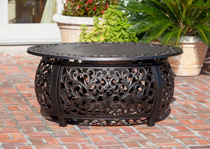 Toulon 48" Oval Filigree Aluminum Convertible Gas Fire Pit Table