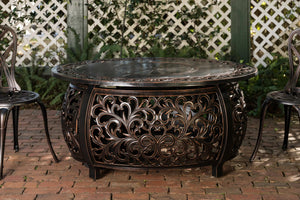 Toulon 48" Oval Filigree Aluminum Convertible Gas Fire Pit Table