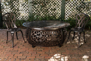 Toulon 48" Oval Filigree Aluminum Convertible Gas Fire Pit Table