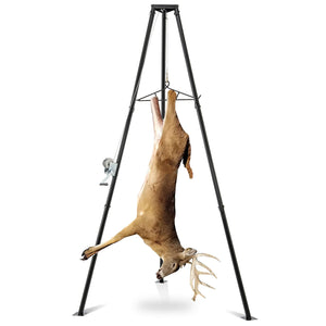 Tripod Game Hoist Deer Hanger 600 LBS Capacity Deer Skinning Rack-Black