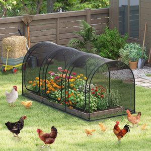 Tunnel Crop Cage Large Portable Plant Protection Tent with 3 Roll-up Zippered Doors
