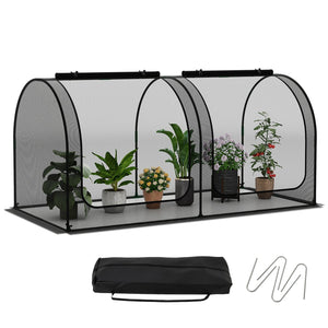Tunnel Crop Cage Large Portable Plant Protection Tent with 2 Roll-up Zippered Doors