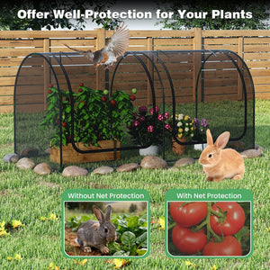 Tunnel Crop Cage Large Portable Plant Protection Tent with 2 Roll-up Zippered Doors