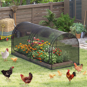 Tunnel Crop Cage Large Portable Plant Protection Tent with 2 Roll-up Zippered Doors