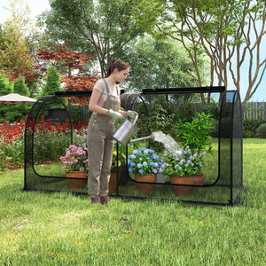 Tunnel Crop Cage Large Portable Plant Protection Tent with 2 Roll-up Zippered Doors