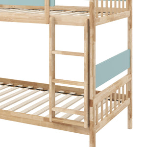 Twin Over Twin Bunk Bed with Ladder and Full-length Guardrails