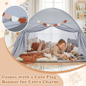 Twin Size Indoor Canopy Tent for Kids with 2 Window and Suits 3+