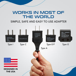 International Travel Adapter Plug Set - 5 pcs Set with Pouch (UP-5S) - Non-Grounded - TRAPSKI