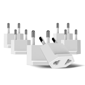 USA / N. America to Europe Asia Plug Adapter - Non-Grounded (UP-6AE, 6 Pack)