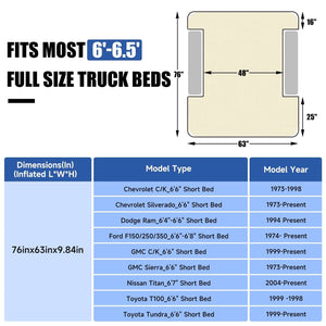 DikaSun 6.0-6.5 FT Full Size Pickup Truck Bed Air Mattress,Black