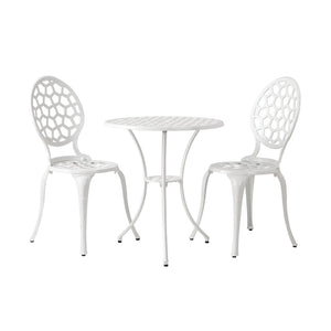 Vashon Aluminum 3-piece Bistro Set in White