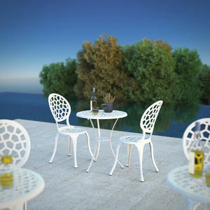 Vashon Aluminum 3-piece Bistro Set in White