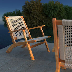 Vega Natural Stain Outdoor Chair in Ecru Cording