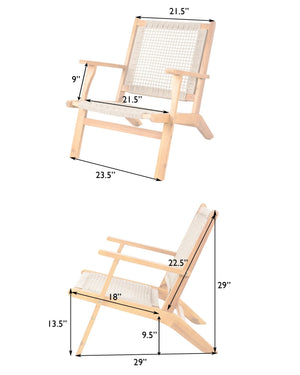 Vega Natural Stain Outdoor Chair in Ecru Cording