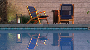 Vega Natural Stain Outdoor Chair in Navy Blue Cording