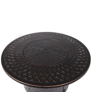 Verona 44" Round Woven Aluminum Convertible Gas Fire Pit Table