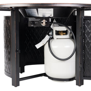 Verona 44" Round Woven Aluminum Convertible Gas Fire Pit Table