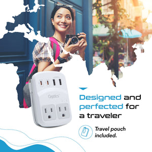 World-Way 6 Travel Adapter Kit | 2 USB-A + 2USB-C + 2 US Outlets - Grounded (WPS-5B) - TRAPSKI