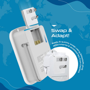 World-Way 6 Travel Adapter Kit | 2 USB-A + 2USB-C + 2 US Outlets - Grounded (WPS-5B) - TRAPSKI